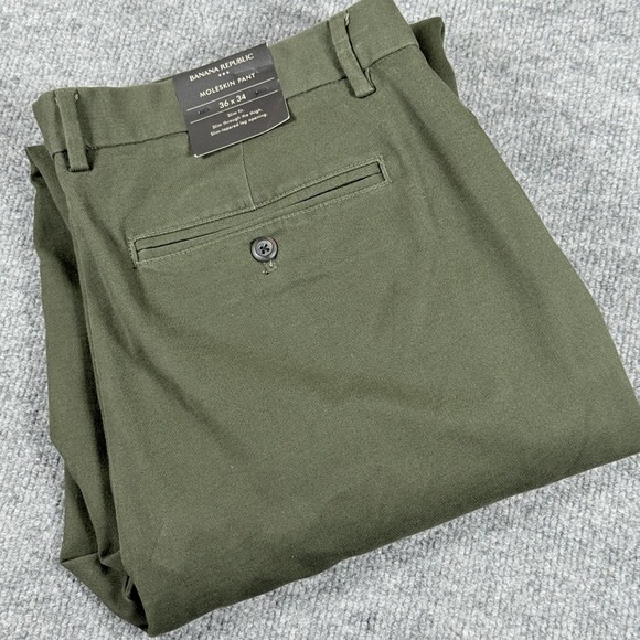 Banana Republic Moleskin Pants Mens 36x34 Forest Green Slim Fit Fall 2023 NWT - Picture 1 of 13